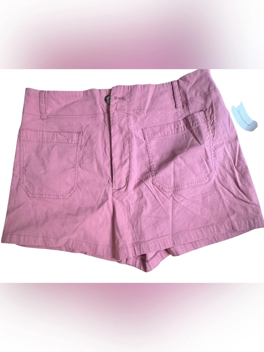 NWT Anthropologie Maeve Colette Pink Linen Blend Utility Shorts Size 32